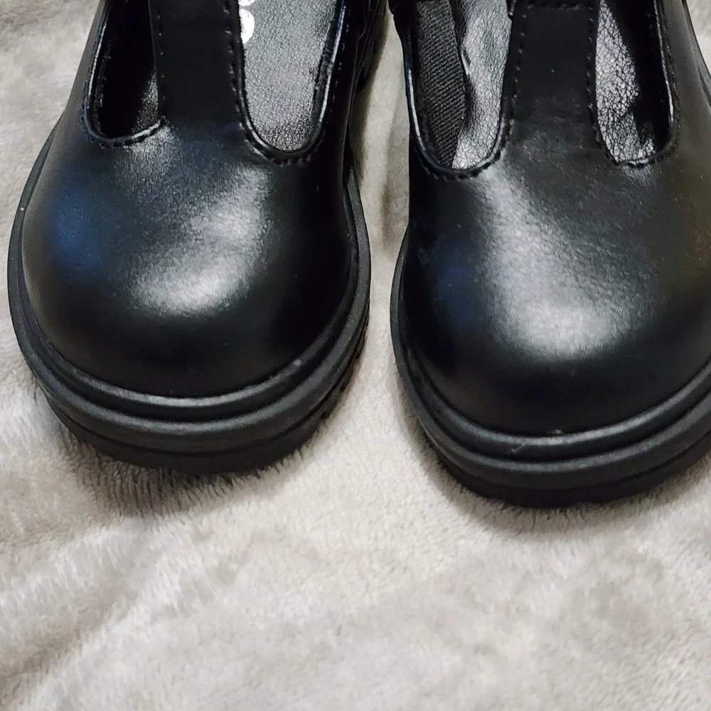 Unr8ed Girls‎ Mary Jane Style Black Size 6M Velcr Classic Ruffle Socks Or Tights